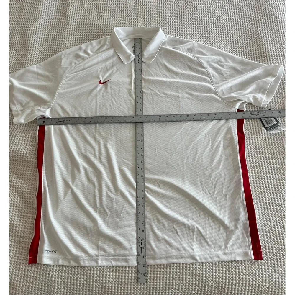 Nike Team Training White Red Dri-fit Short Sleeve Polo Shirt‎ Sz 4XL $60